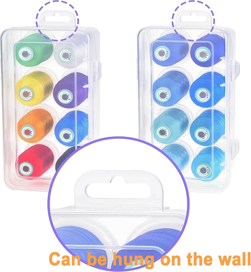 New brothread - 20 Options - 8 Snap Spools of 1000m Each Polyester Embroidery Machine Thread with Clear Plastic Storage Box for Embroidery & Quilting - Neon Color - Image 3